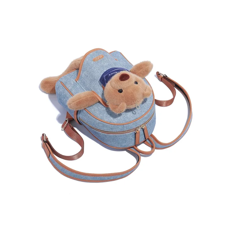 NOISY TEDDY PU Backpack Regular Women's Light Blue/Dark Blue-3
