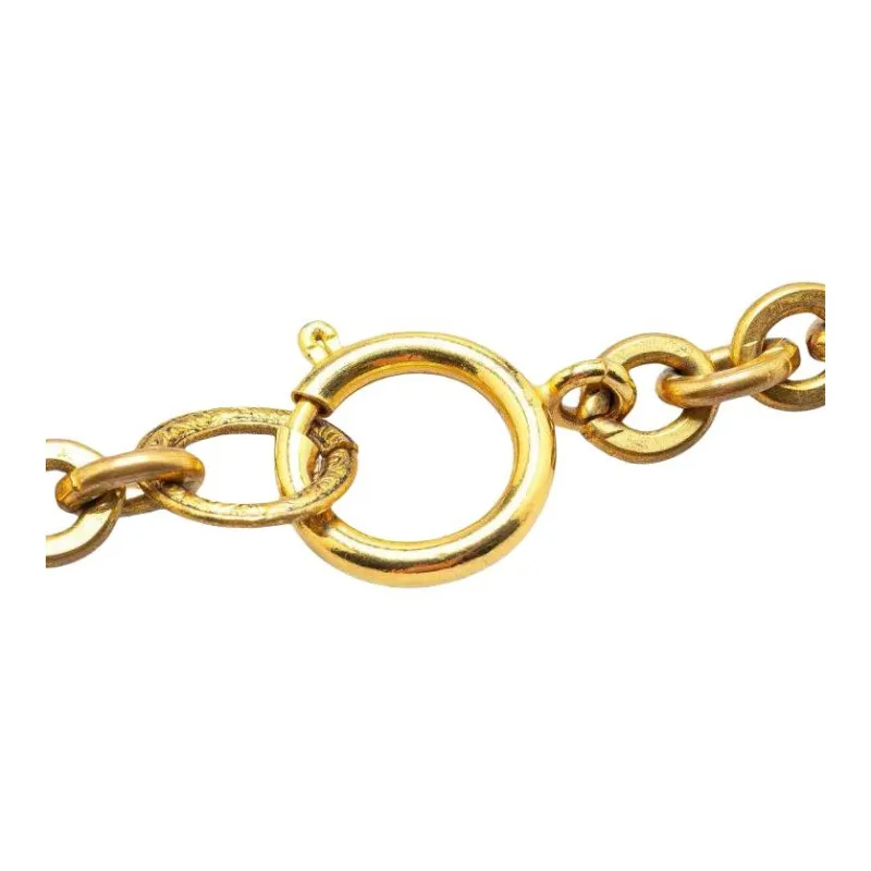 CHANEL 20th Century Plated Cc Round Pendant Necklace Costume Necklace-2