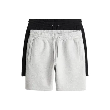 H&M Sports Shorts Men 2 Pack Black+Light Gray