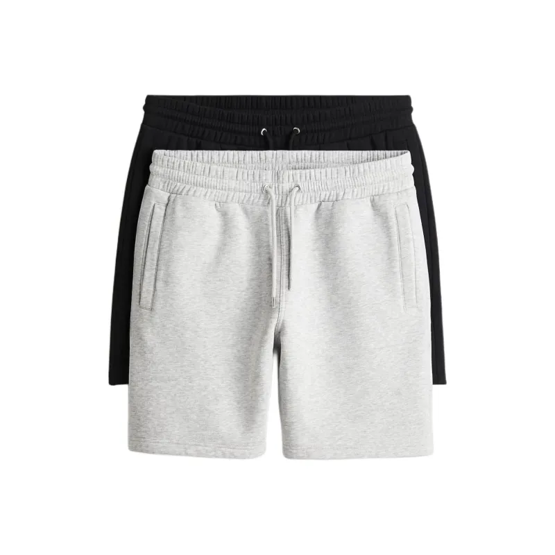 H&M Sports Shorts Men 2 Pack Black+Light Gray-0