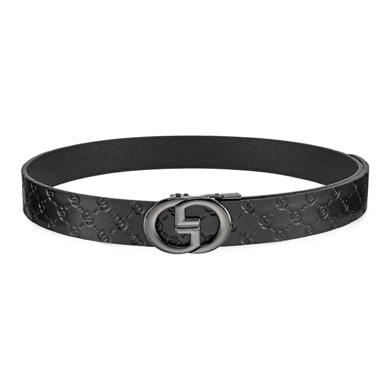 JAGUAR Top Grain Cow Leather Belts Men's Black 3.55cm-5