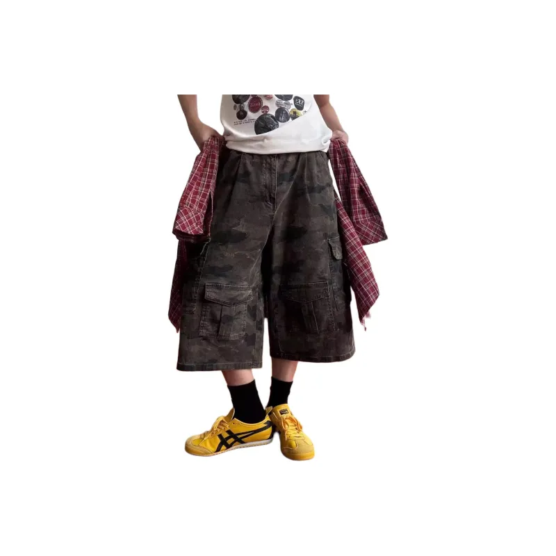 DUATOGE Denim Shorts Men Camouflage -1
