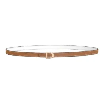 HERMES Calfskin Leather Belts Women's Gold/White Width 1.3CM