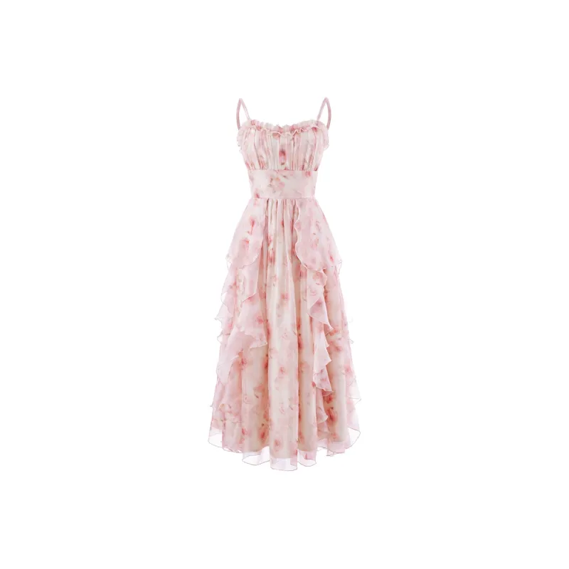 PAZZO Ruffle Hem Slip Dress Women's-0