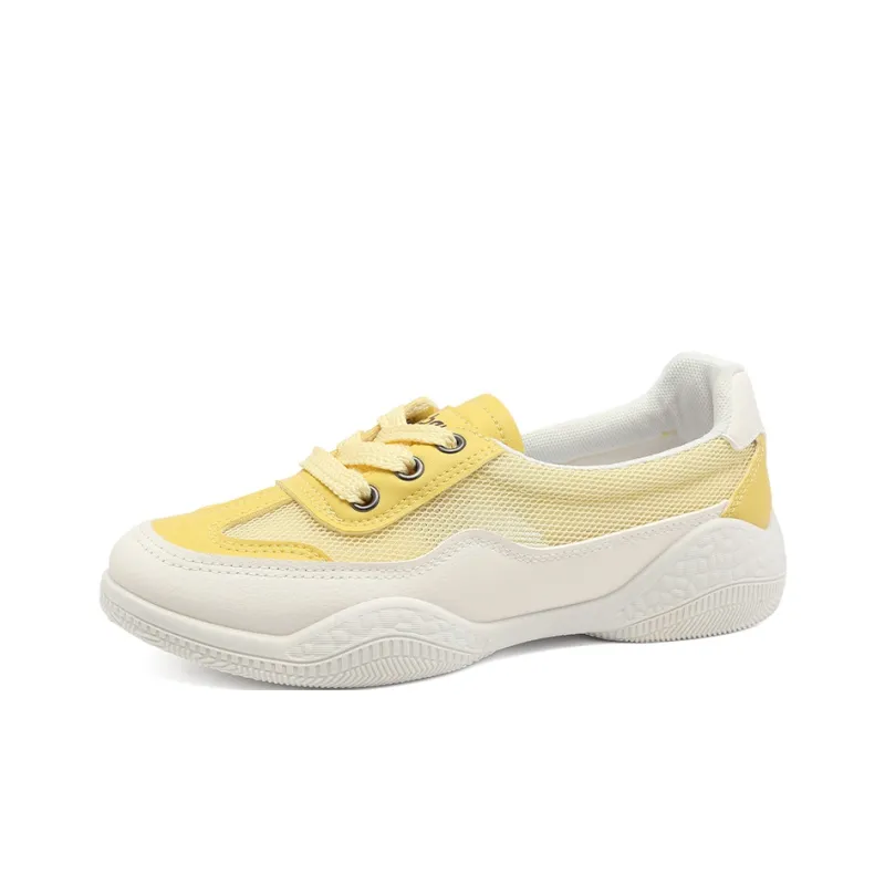 RENBEN Breathable And Lightweight Low Top Casual Shoes Women's Yellow-2
