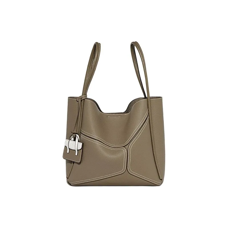KAISER Top Grain Cow Leather Crossbody One Shoulder Handbag Women's Black/Elephant Gray-3