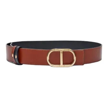 TWINSET MILANO Cow Leather Belts Unisex Umber Width 4 Cm