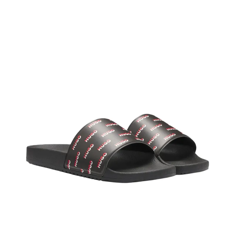 HUGO BOSS PU Polyurethane PVC Polyvinyl Chloride Slip Resistant Slide Slippers Men's Black-2