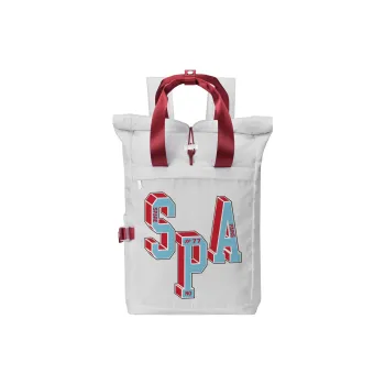 Spare No Pains. Polyester Backpack Unisex Gray Red Contrast