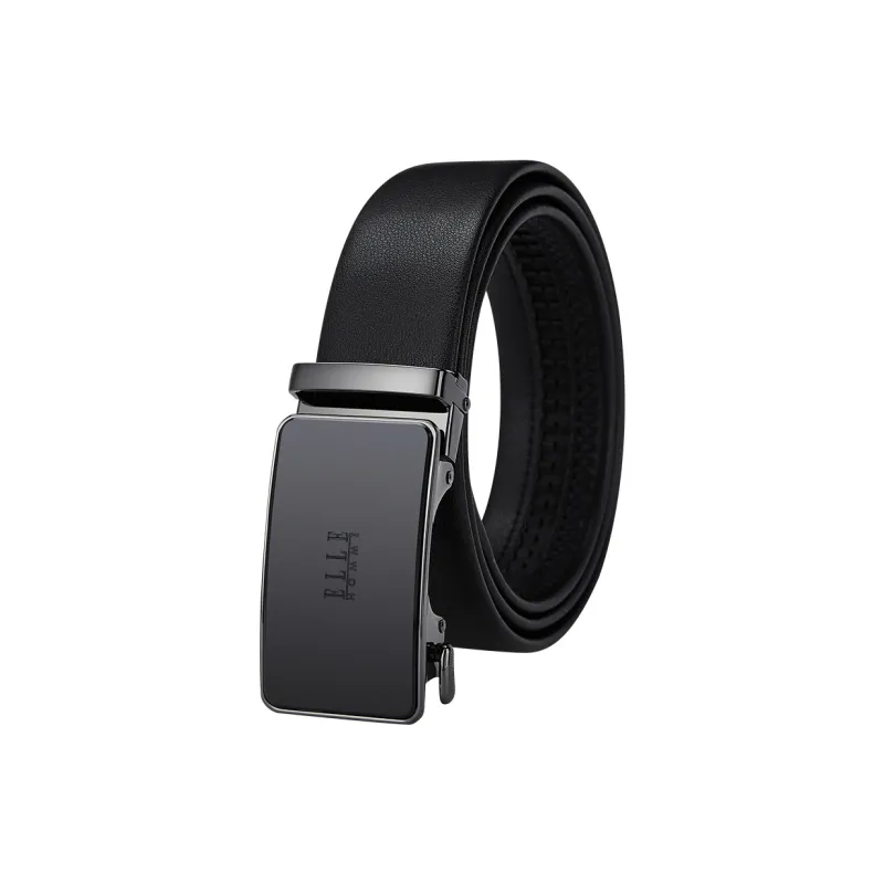 ELLE HOMME Top Grain Cow Leather Belts Men's Gunmetal, Gold, Blue Width 3.5cm-0