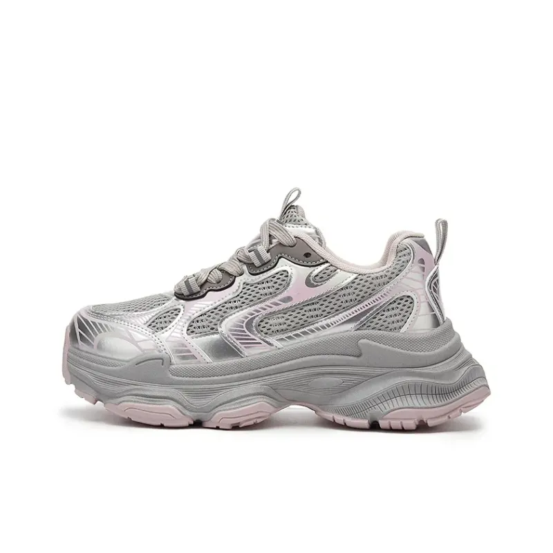 UNIITY Chunky Sneakers Women's Low Top /White/Pink/-6