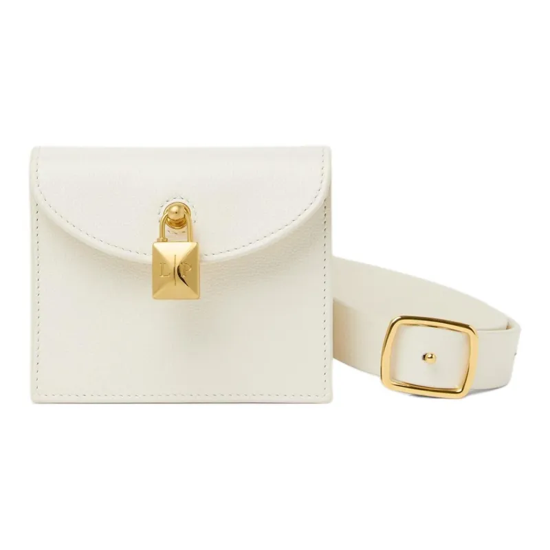Loro Piana Cow Leather Clutch Fanny Pack Women's Whisper White & Sun Gold-0