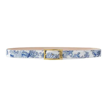 VERSACE Calfskin Leather Belts Men's Blue 3CM