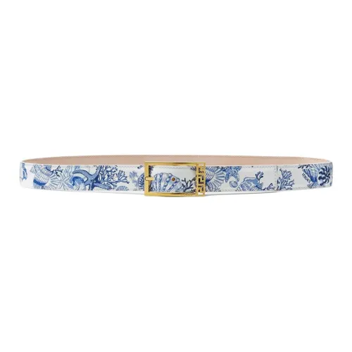 VERSACE Calfskin Leather Belts Men's Blue 3CM