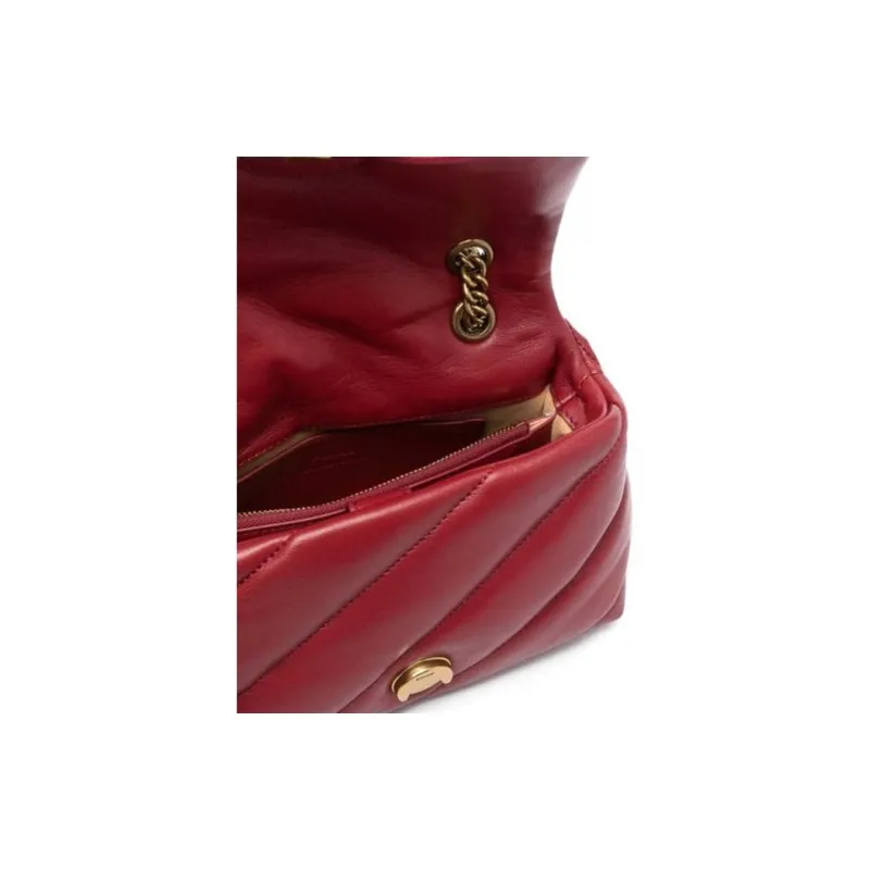 PINKO Love Bag Puff Lambskin Shoulder Bag Mini Women's Red-3
