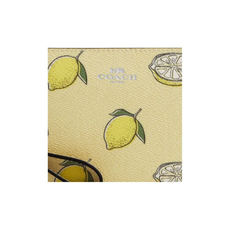 COACH Coated Canvas Clutch Trumpets Women's Yellow Green-2