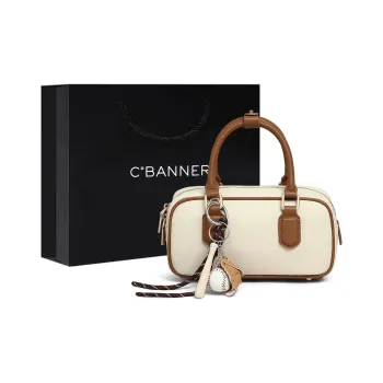 C°BANNER Cow Leather With Synthetic Leather Boston Bag Handbag Trumpets Women's Ecru
