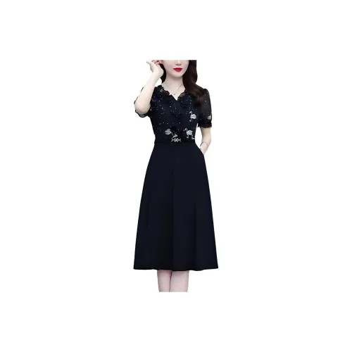 Flowers In Water Short Sleeved Dress Women's