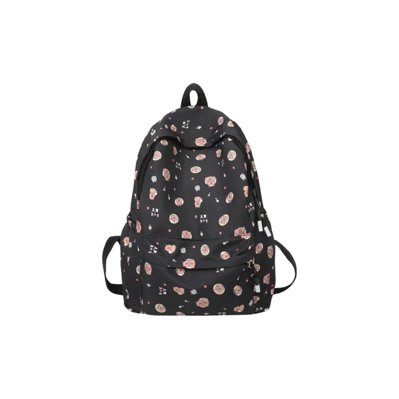 AIBAG Nylon Backpack Unisex Black/White/Brown/Red/Pink-0