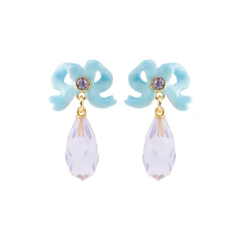 LES NEREIDES Gold Plated Earrings Women's Blue Purple