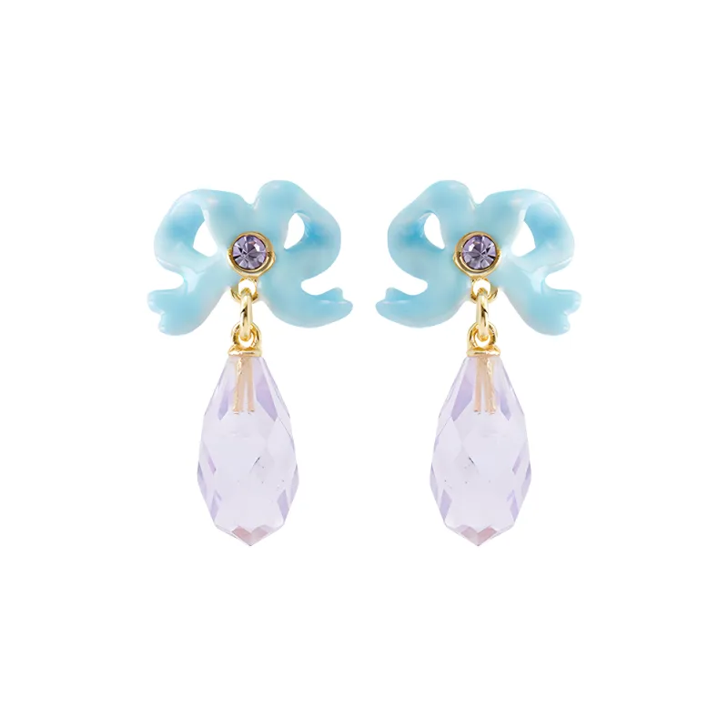 LES NEREIDES Gold Plated Earrings Women's Blue Purple-0