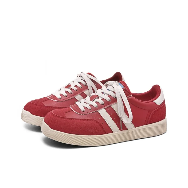Ordifen Low Top Skateboard Shoes Women's Red-1
