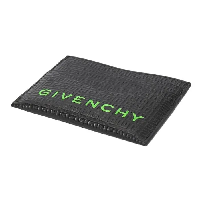 Givenchy Cow Leather Card Holder Men's Black & Green-2