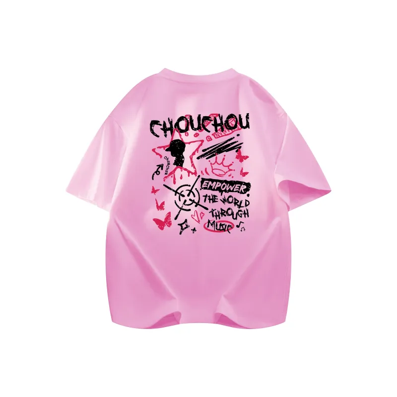 CHOUCHOUS Drop Shoulder Sleeve T Shirt Women's-0