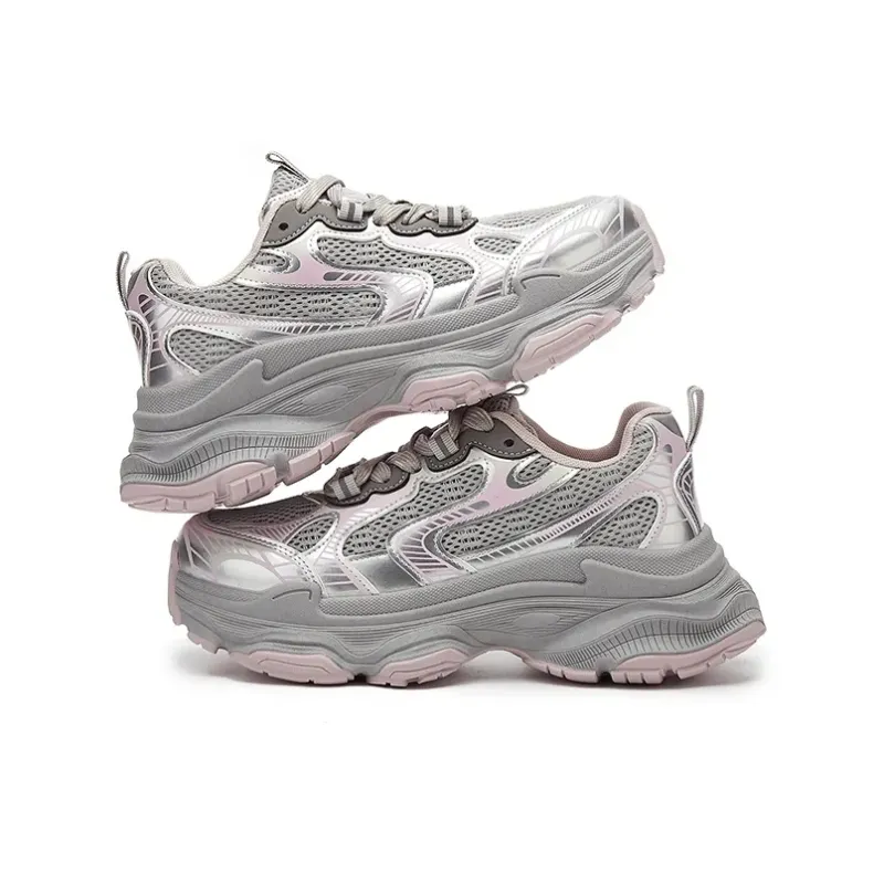 UNIITY Chunky Sneakers Women's Low Top /White/Pink/-9
