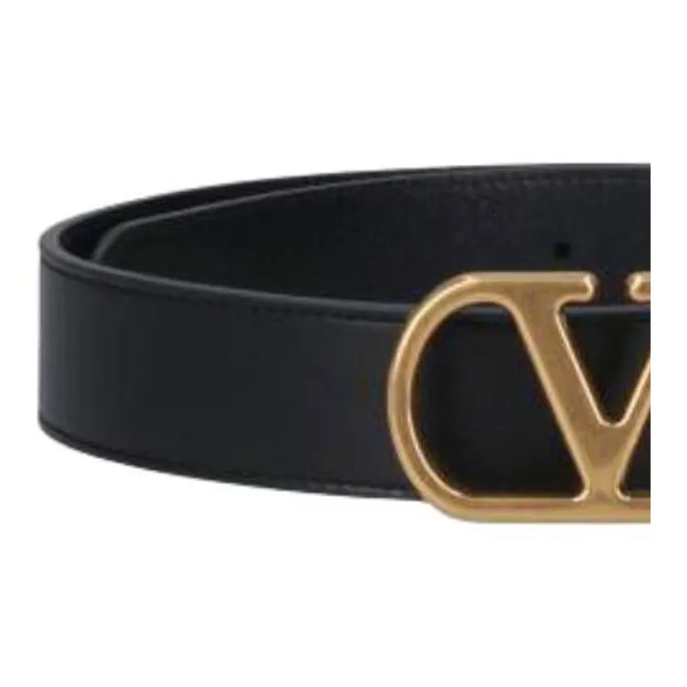 Valentino Calfskin Leather Belts Men's Black -1