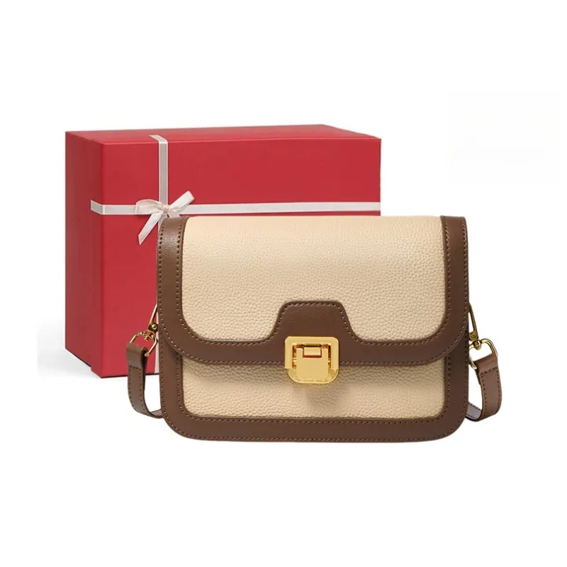 CNNCOO Cow Leather Shoulder Bag Women's Elephant Grey With Brown-0