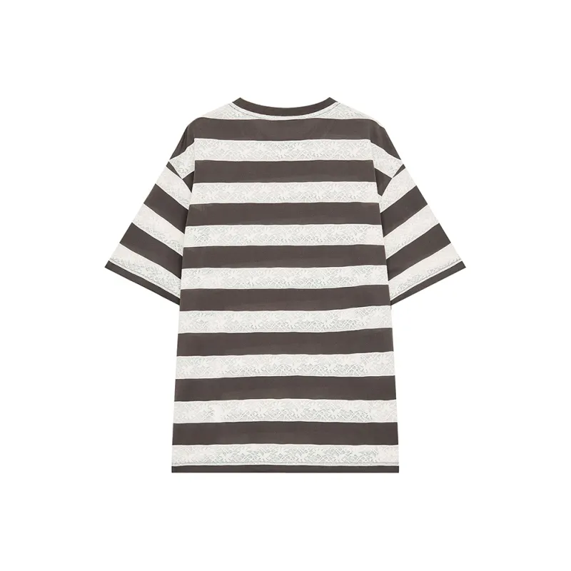 ELF SACK T Shirts Women's Gray Lace Stripes-1