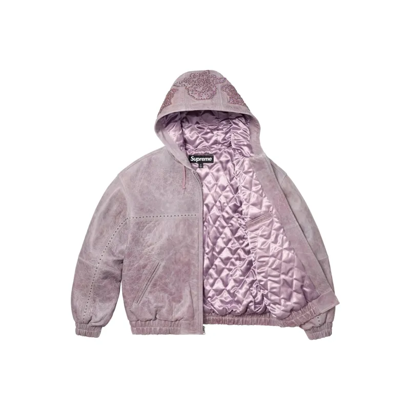 Supreme Studded Hooded Leather Jacket-2