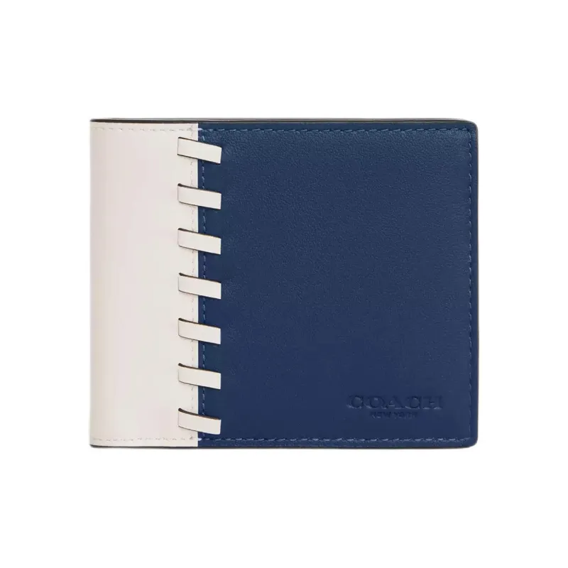 COACH Calfskin Wallet Mini Men's Dark Blue & Chalk-0