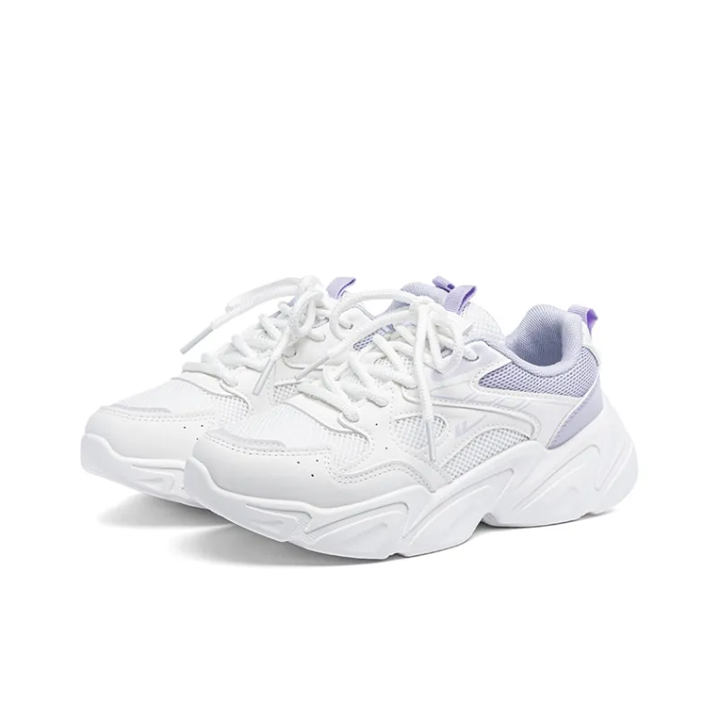 Warrior Abrasion Resistant Breathable Low Top Casual Running Shoes Women's White Purple-2