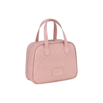 QEEDNS Good Looking Woven Plaid Cream Large Capacity Handheld Crescent Bag Makeup Bags