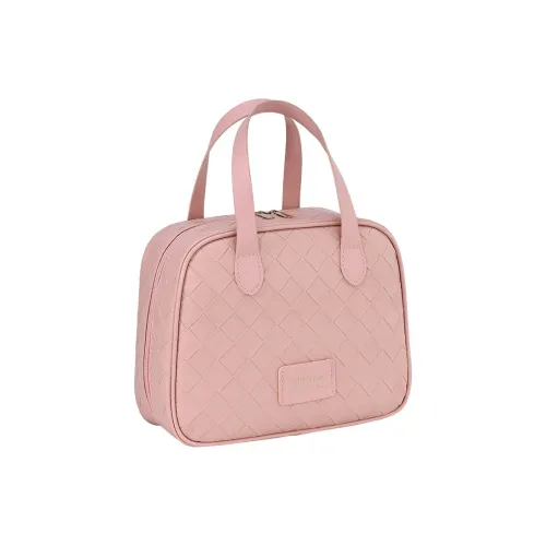QEEDNS Good Looking Woven Plaid Cream Large Capacity Handheld Crescent Bag Makeup Bags