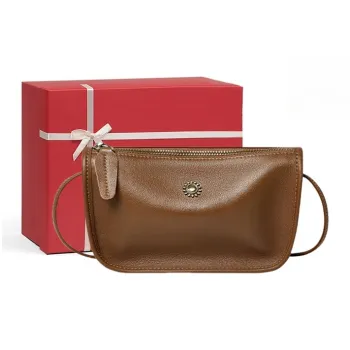 CNNCOO Cow Leather Shoulder Bag, Crossbody Bag Women's Vegetable Tanned Coffee Color/Vegetable Tanned Brown