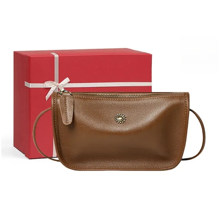 CNNCOO Cow Leather Shoulder Bag, Crossbody Bag Women's Vegetable Tanned Coffee Color/Vegetable Tanned Brown-0