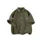 [Ice Silk Shirt]Army Green (Geometric Red Beans Chest Logo)