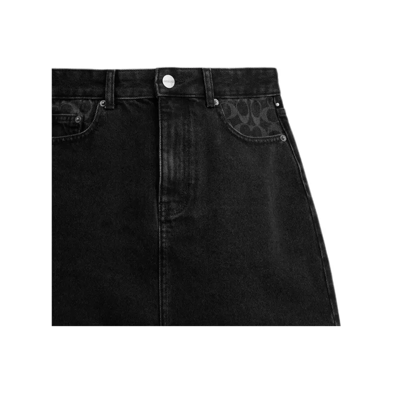 COACH Denim Short Skirts Women's Black-4