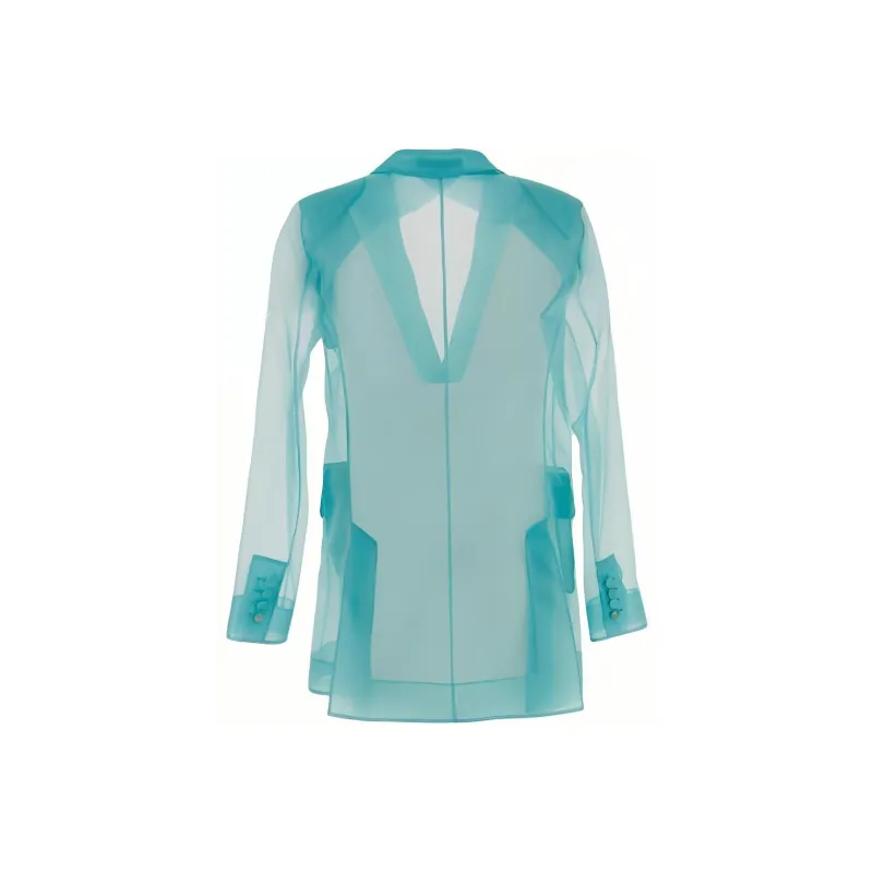 MaxMara Negra Double Breasted Sheer Blazer-1