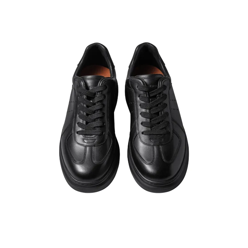 THOM WILLS Trendy Fashion Black Warrior German Army Trainers Low Top Skateboard Shoes Men's Black-2