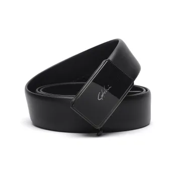 Satchi Cow Leather Belts Men's Black Width 3.45cm