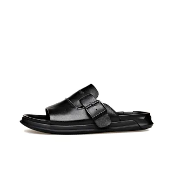 PT'SON PU Polyurethane Slip Resistant Slide Slippers Men's Black