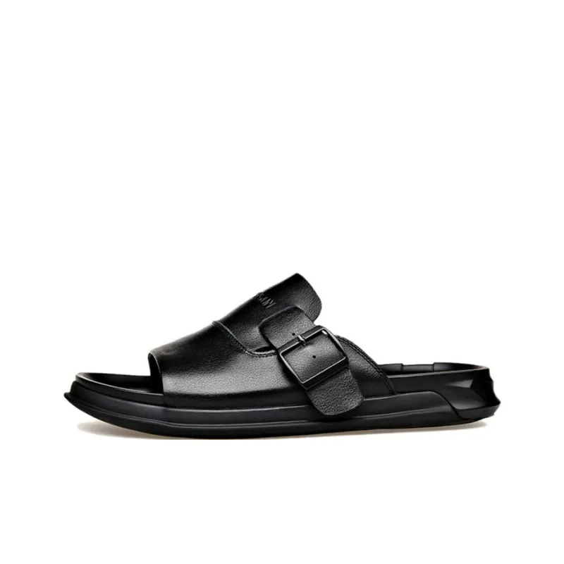PT'SON PU Polyurethane Slip Resistant Slide Slippers Men's Black-0