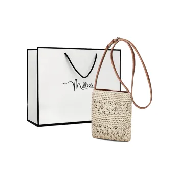 MILLIE'S Cow Leather With Fabric Shoulder Bag, Crossbody Bag Women's Ecru/Khaki