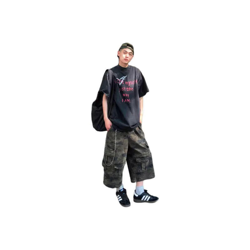 DUATOGE Denim Shorts Men Camouflage -0