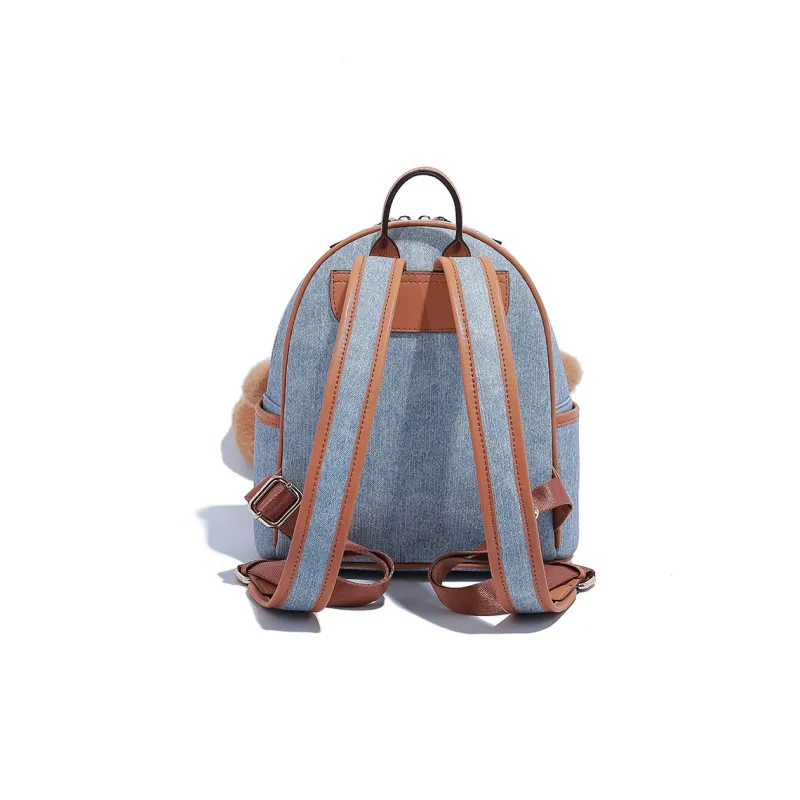 NOISY TEDDY PU Backpack Regular Women's Light Blue/Dark Blue-4