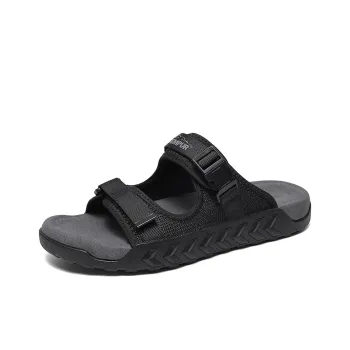 TEMPUR Rubber Sole Abrasion Resistant Slide Slippers Men's Black